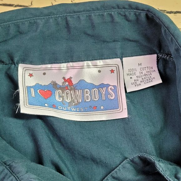 I Love Cowboys Out West Country Western Shirt Tassels Embroidered Button Up Med - Picture 11 of 14